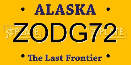 ZODG72 Alaska License Plate