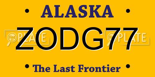 ZODG77 Alaska License Plate