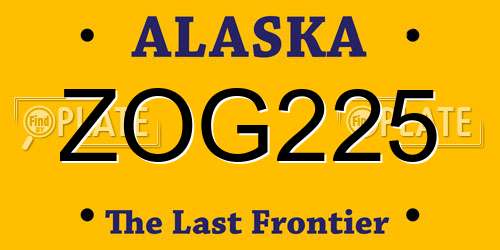 ZOG225 Alaska License Plate