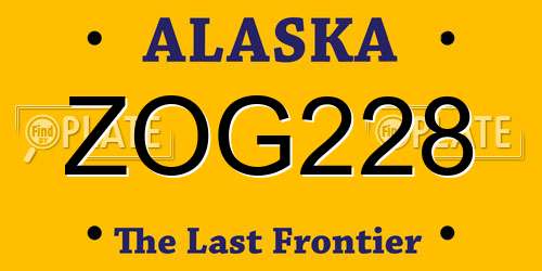 ZOG228 Alaska License Plate