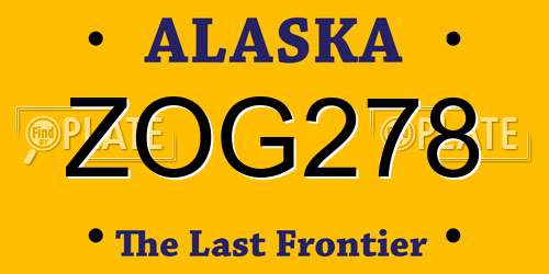 ZOG278 Alaska License Plate