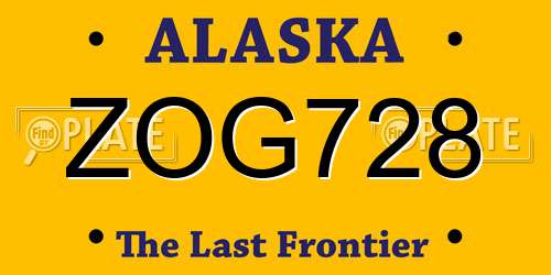 ZOG728 Alaska License Plate