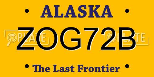 ZOG72B Alaska License Plate