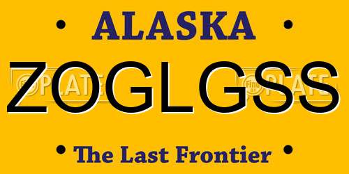 ZOGLGSS Alaska License Plate