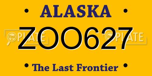 ZOO627 Alaska License Plate