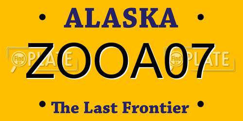 ZOOA07 Alaska License Plate