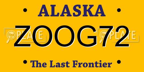 ZOOG72 Alaska License Plate