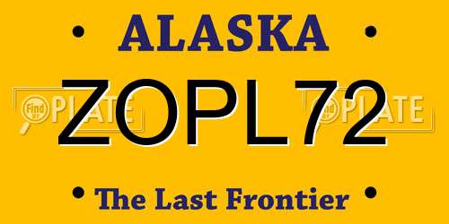 ZOPL72 Alaska License Plate