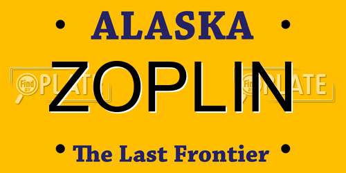 ZOPLIN Alaska License Plate