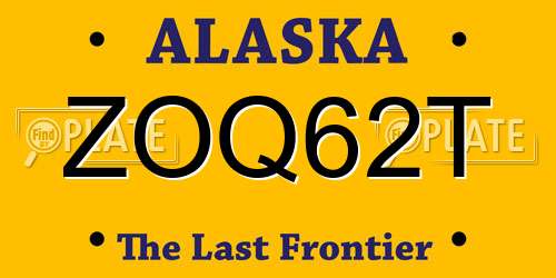 ZOQ62T Alaska License Plate