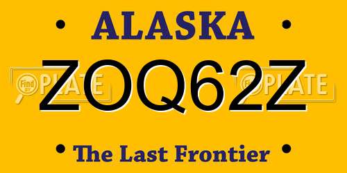 ZOQ62Z Alaska License Plate