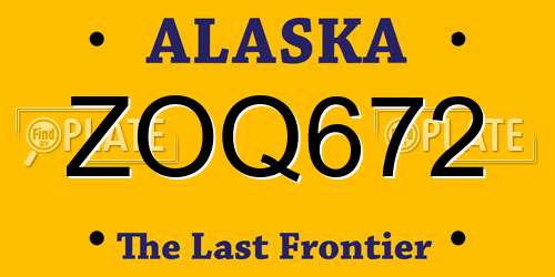 ZOQ672 Alaska License Plate