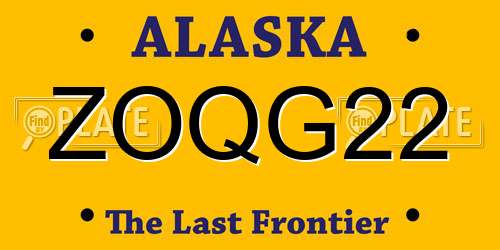 ZOQG22 Alaska License Plate