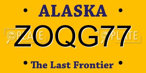 ZOQG77 Alaska License Plate