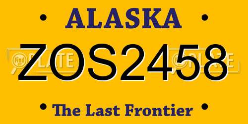 ZOS2458 Alaska License Plate