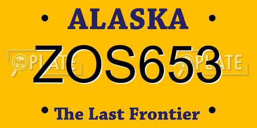 ZOS653 Alaska License Plate