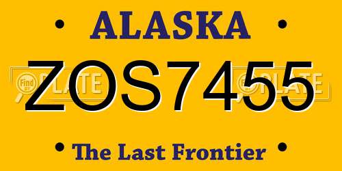 ZOS7455 Alaska License Plate