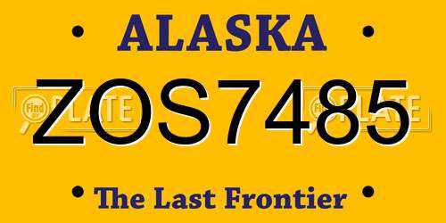 ZOS7485 Alaska License Plate