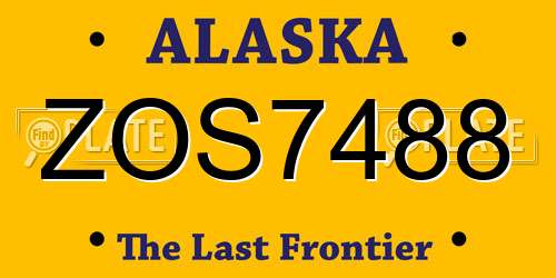 ZOS7488 Alaska License Plate