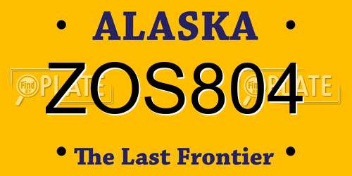 ZOS804 Alaska License Plate