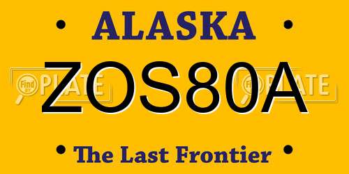 ZOS80A Alaska License Plate