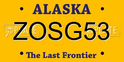 ZOSG53 Alaska License Plate