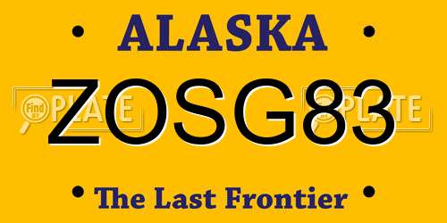 ZOSG83 Alaska License Plate