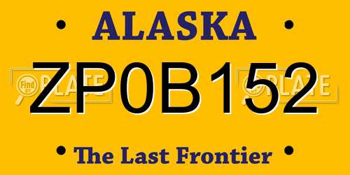 ZP0B152 Alaska License Plate