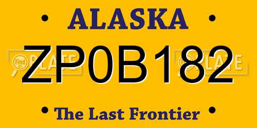 ZP0B182 Alaska License Plate