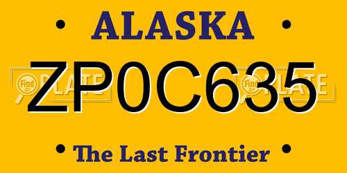 ZP0C635 Alaska License Plate