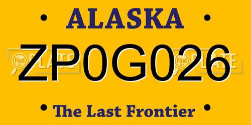 ZP0G026 Alaska License Plate