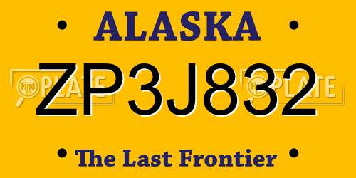 ZP3J832 Alaska License Plate