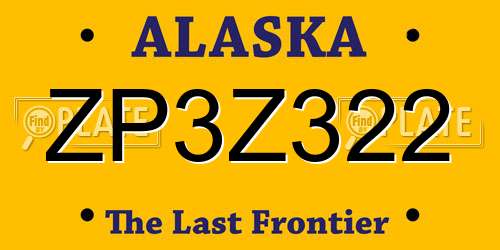 ZP3Z322 Alaska License Plate