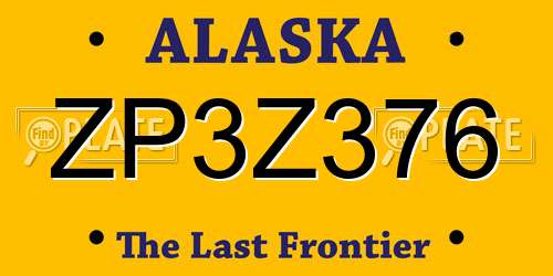 ZP3Z376 Alaska License Plate