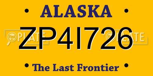 ZP4I726 Alaska License Plate