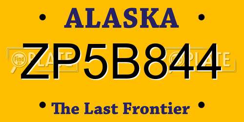 ZP5B844 Alaska License Plate