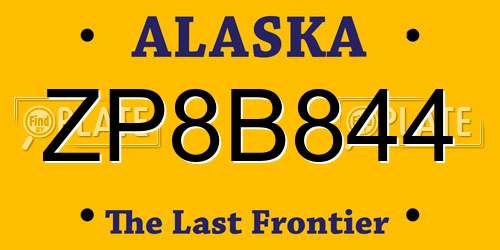 ZP8B844 Alaska License Plate