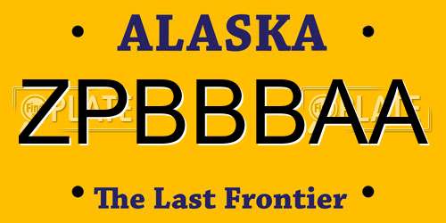 ZPBBBAA Alaska License Plate