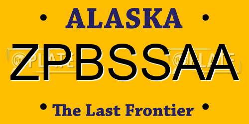 ZPBSSAA Alaska License Plate
