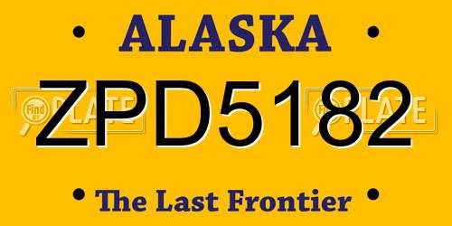 ZPD5182 Alaska License Plate