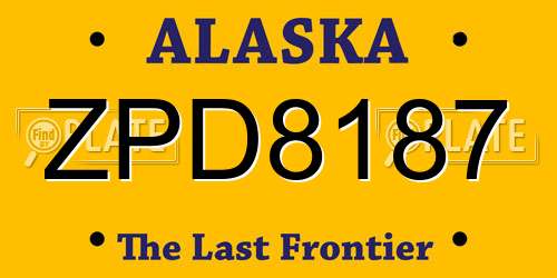 ZPD8187 Alaska License Plate