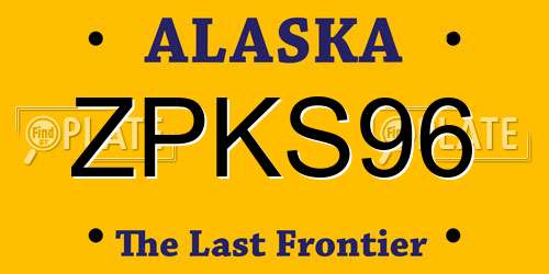 ZPKS96 Alaska License Plate