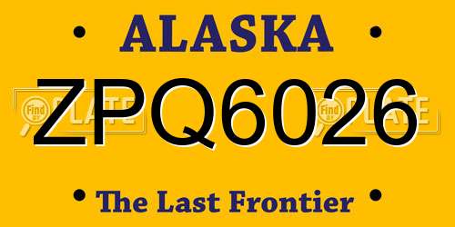 ZPQ6026 Alaska License Plate