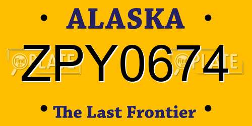 ZPY0674 Alaska License Plate