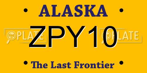 ZPY10 Alaska License Plate