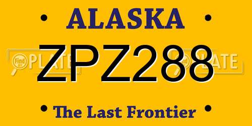ZPZ288 Alaska License Plate