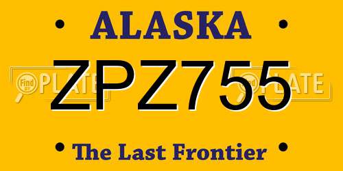 ZPZ755 Alaska License Plate