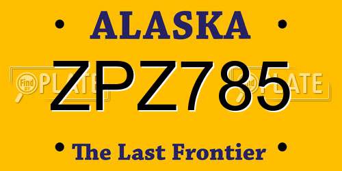 ZPZ785 Alaska License Plate