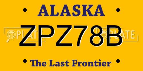 ZPZ78B Alaska License Plate