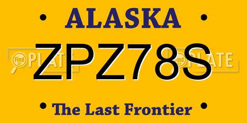 ZPZ78S Alaska License Plate